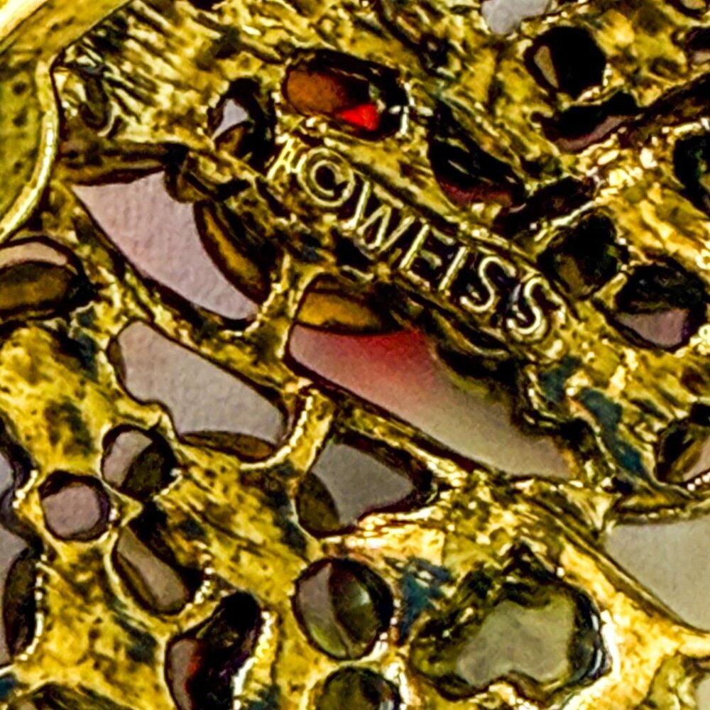 Weiss Butterfly Gold Tone Pink Rhinestones Red Cabochon Brooch & Clip-On Earring - Picture 8 of 8